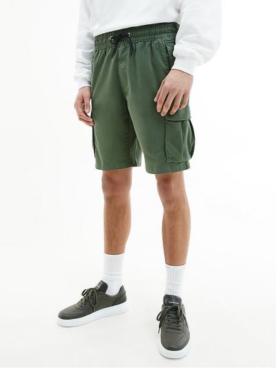 Calvin Klein Ruhák HU297006 | Calvin Klein Cotton Twill Cargo Férfi Rövidnadrág Zöld